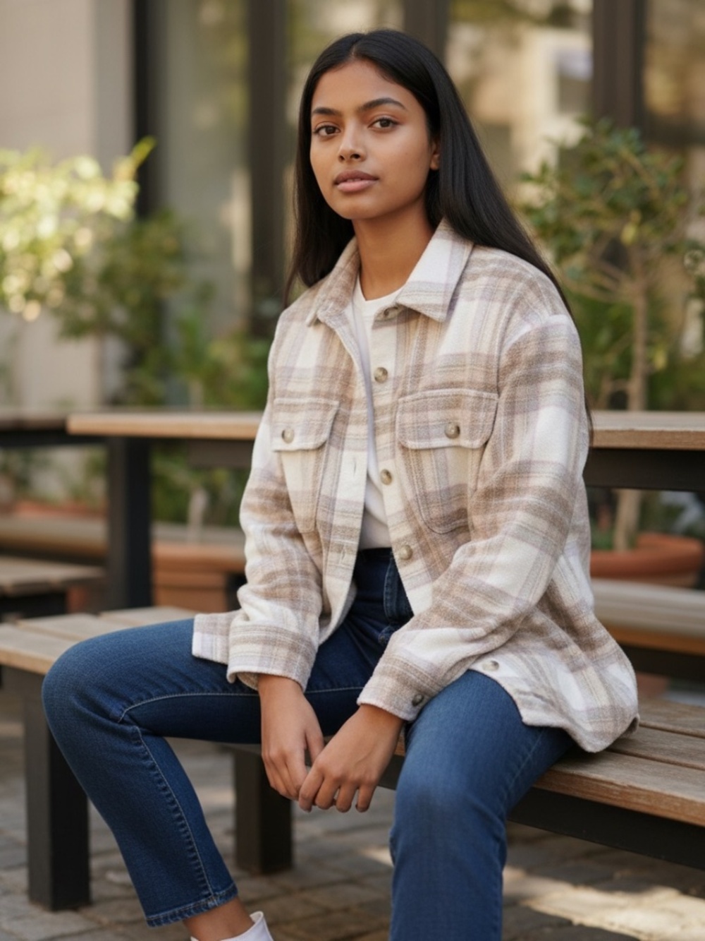 American Eagle oversized plaid shacket size medium